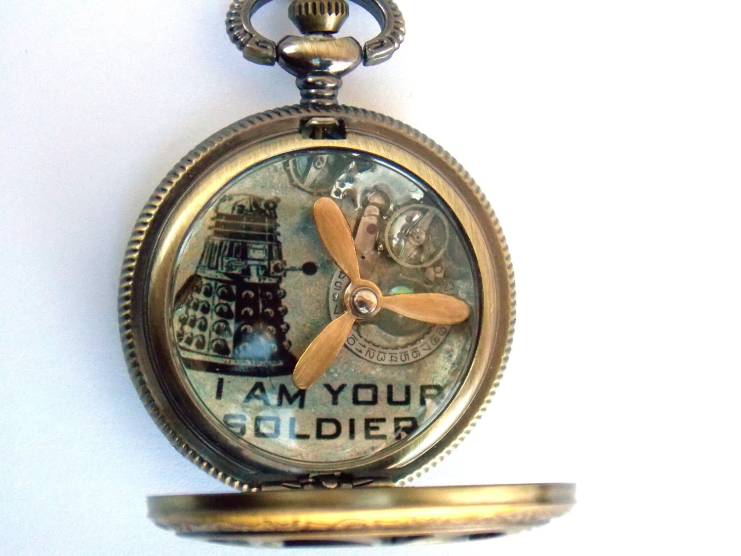 Doctor Who Pocket Watch Halskette "Ich Bin Ihr Soldat" Dalek von BlueNightJewelry