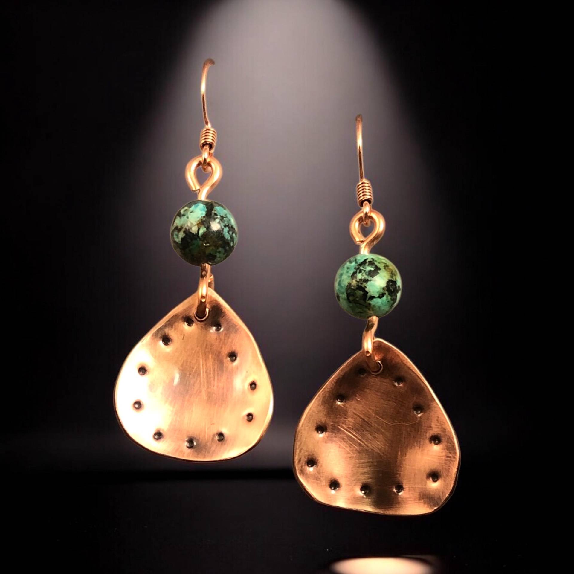 Kupfer & Türkis Ohrringe von BluePeacockJewelry