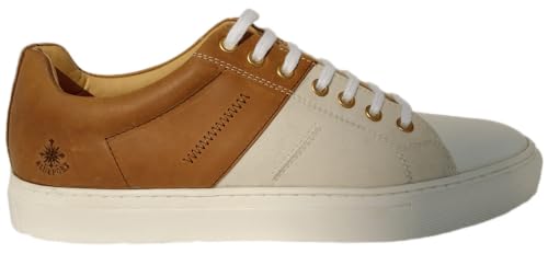 BluePort Genoa Sneaker White – Nachhaltiger Segel-Sneaker aus recyceltem Segeltuch, Lederdetails & Neopren-Futter, ultraleichte TPR-Light-Sohle Tan/White 40 von BluePort