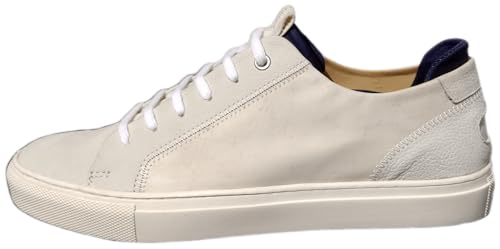 BluePort JIB Sneaker White – nachhaltiger Segel-Sneaker aus recyceltem Segeltuch, Lederapplikationen, weiches Neopren-Futter & TPR-Light Sohle Weiß 44 von BluePort