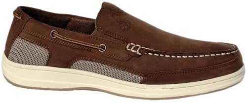 BluePort Pacific Loafer Segelschuh – Slip-On Deck Shoe aus gewachstem Nubukleder mit Textildetails, Cup-Sohle mit Razor-Cut-Profil, geklebt & genäht, Lässiges Maritime Design Espresso 40 von BluePort