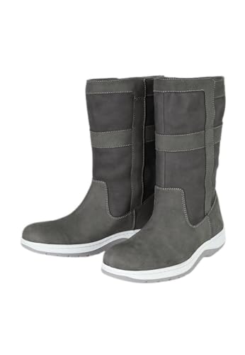 BluePort Storm Seestiefel – wasserdichter Echtleder-Stiefel mit atmungsaktivem Textilfutter, umlaufender gummierter Rutschsohle, robust & Offshore-geeignet Grau 46 von BluePort