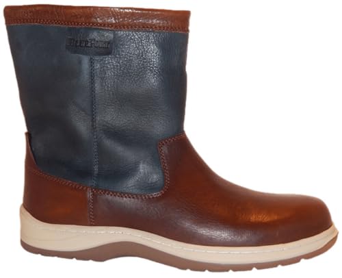 BluePort Wave Boot II Seestiefel – wasserdichte & atmungsaktive Leder-Stiefelette, salzwasserresistentes Obermaterial, rutschfeste Gummisohle, Bootie-Konstruktion Navy/Braun 43 von BluePort
