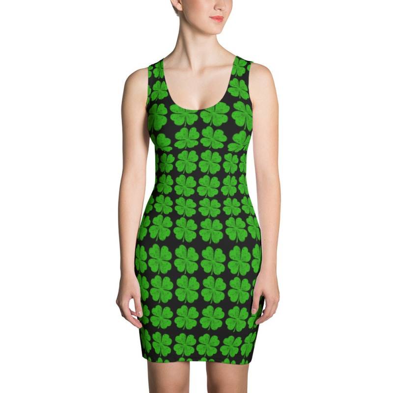 Verkauf St Patricks Day Kleid Shamrock Saint Patrick Green Muster Outfit Vier-Blatt Klee Damen Kleeblatt Geschenk von BlueRabbitStore