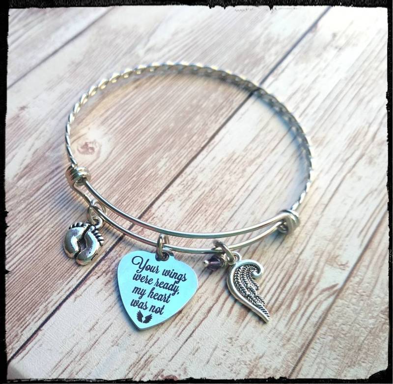 Your Wings Were Ready, My Heart Was Not Trauerarmband/Schwangerschaftsverlust/Kinderverlust/Fehlgeburt | Edelstahl Geflochtener Armreif/Geburtsstein von BlueReefBoutique