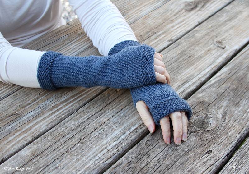 Handgestrickte Armstulpen, Blau Gestrickte Fingerlose Handschuhe, Wollhandschuhe, Schloss Leoch, Outlander Inspiriert von BlueRidgePurl