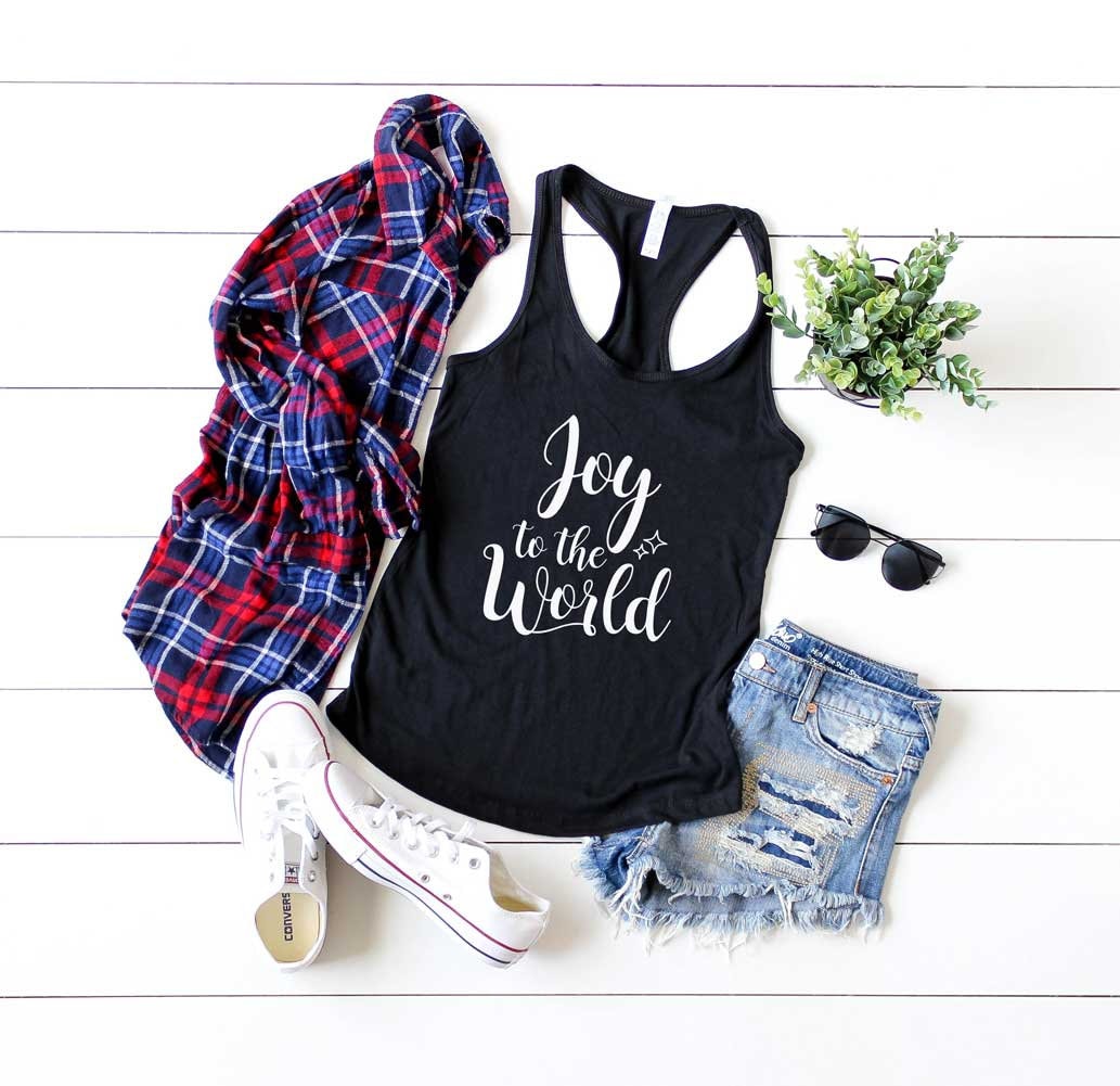 Joy To The World Shirt. Weihnachtshemd Für Frauen. Super Weiches Und Bequemes Racerback Tank. Süßes Weihnachts T-Shirt. Fröhliches von BlueSandTextiles