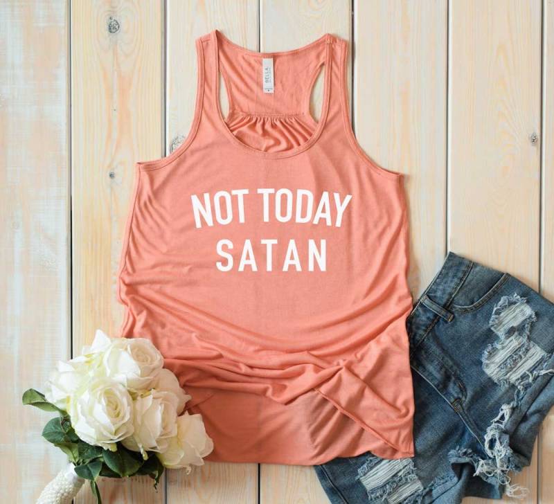 Nicht Heute Satan Shirt. Tank Top. Weich Und Bequem, Lang, Fließend, Racerback T-Shirt. Lustiges von BlueSandTextiles