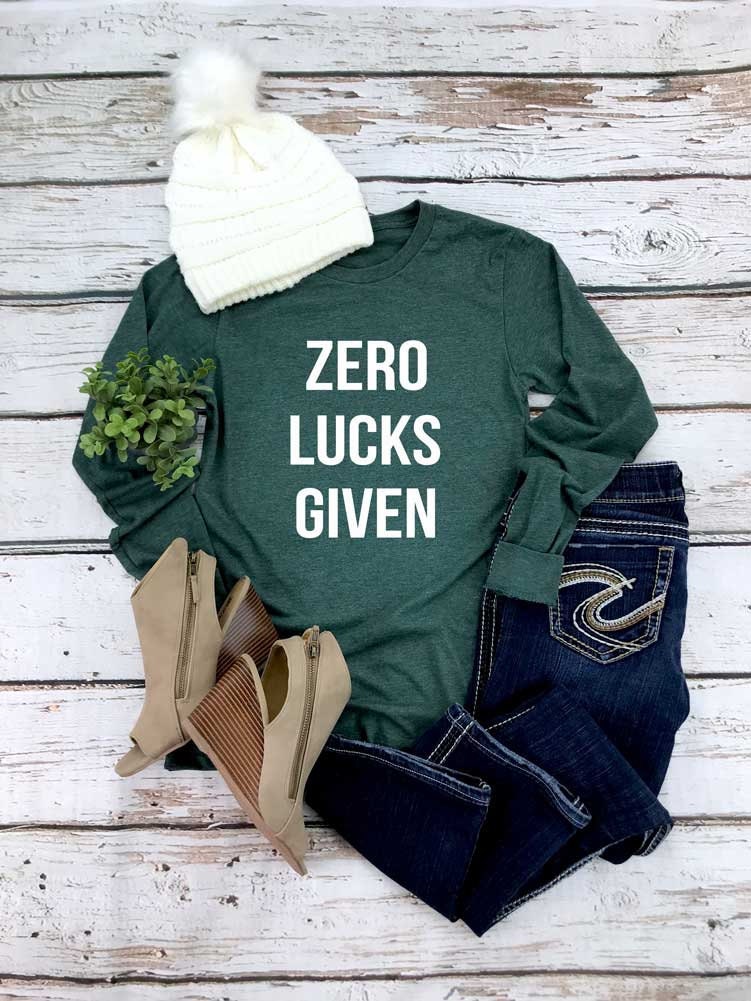 St. Patrick's Day Shirt. Zero Lucks Gegeben Lustiges St Tshirt. Super Weiches & Bequemes Unisex Langarm T-Shirt von BlueSandTextiles