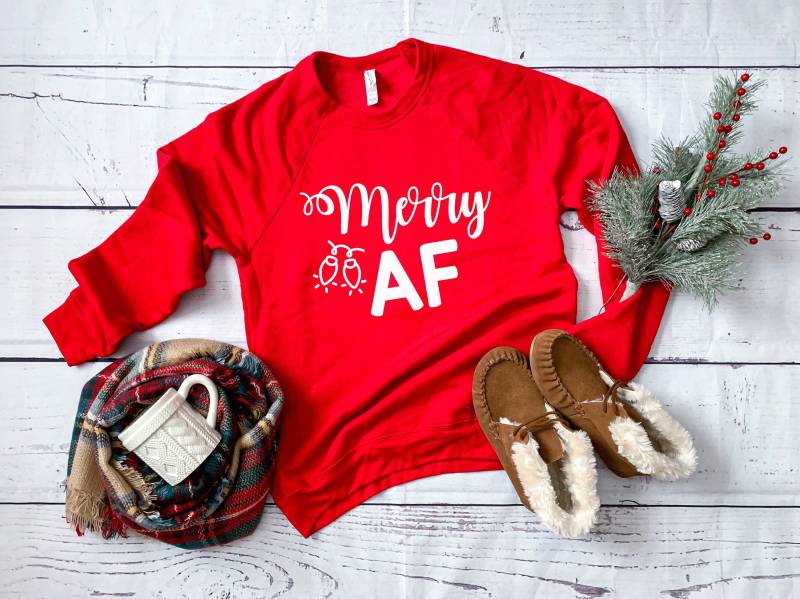 Weihnachtliches Shirt. Fröhliches Af Weihnachts-Sweatshirt. Super Weiches Und Bequemes Unisex Langarm-Sweatshirt. Lustiger Weihnachtspullover von BlueSandTextiles