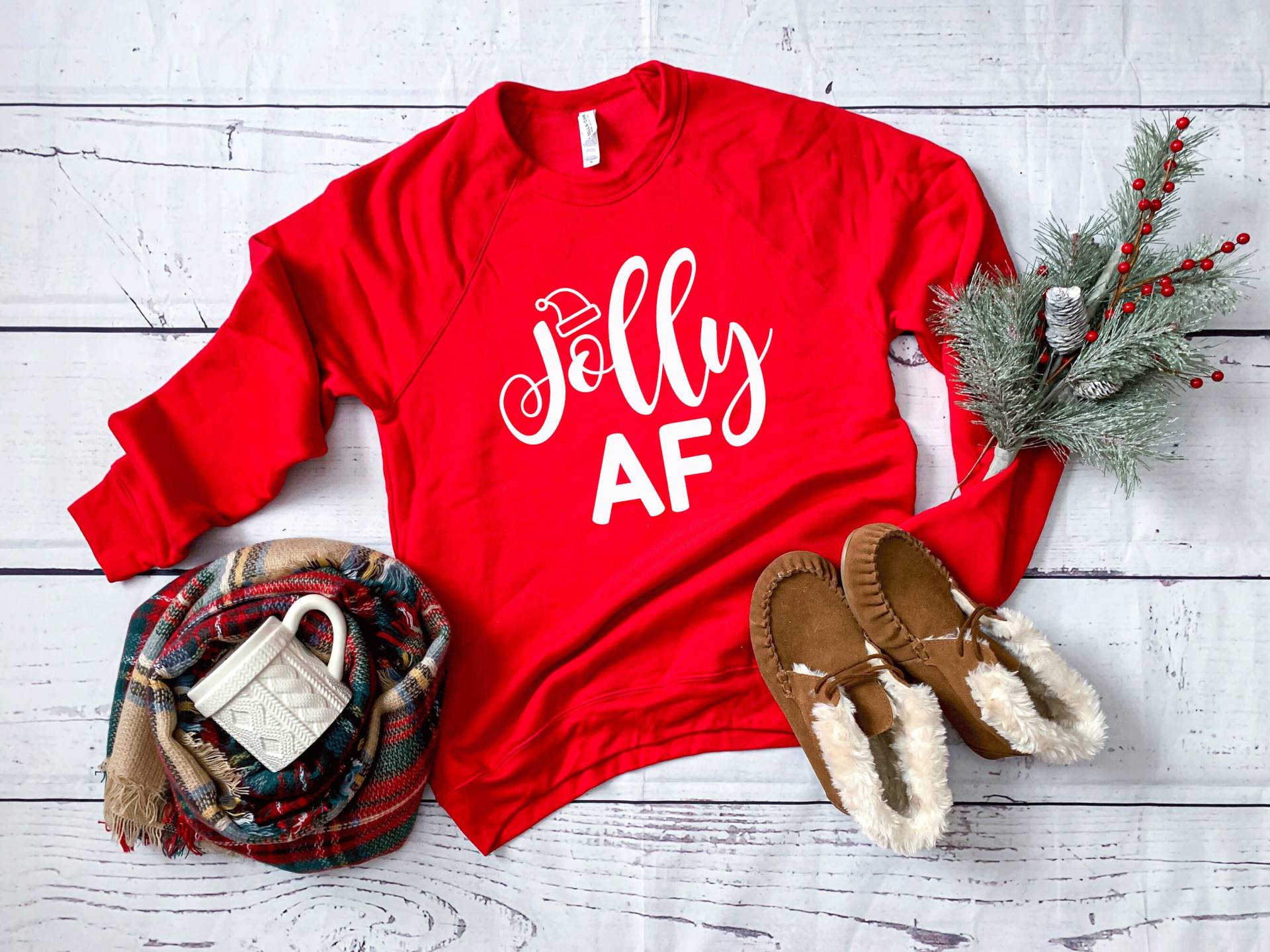 Weihnachts Shirt. Fröhliches Af Sweatshirt. Super Weiches Und Bequemes Unisex Langarm Lustiger Weihnachtspullover von BlueSandTextiles