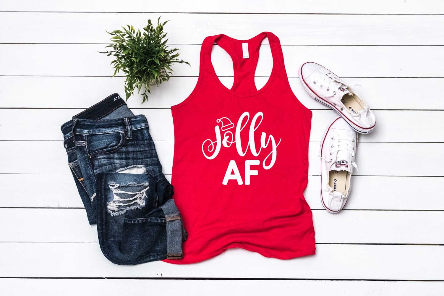 Weihnachts Shirt. Jolly Af Tank Top. Lustiges Weiches Und Bequemes Racerback Af-Hemd. Weihnachtliches Nikolaushemd von BlueSandTextiles
