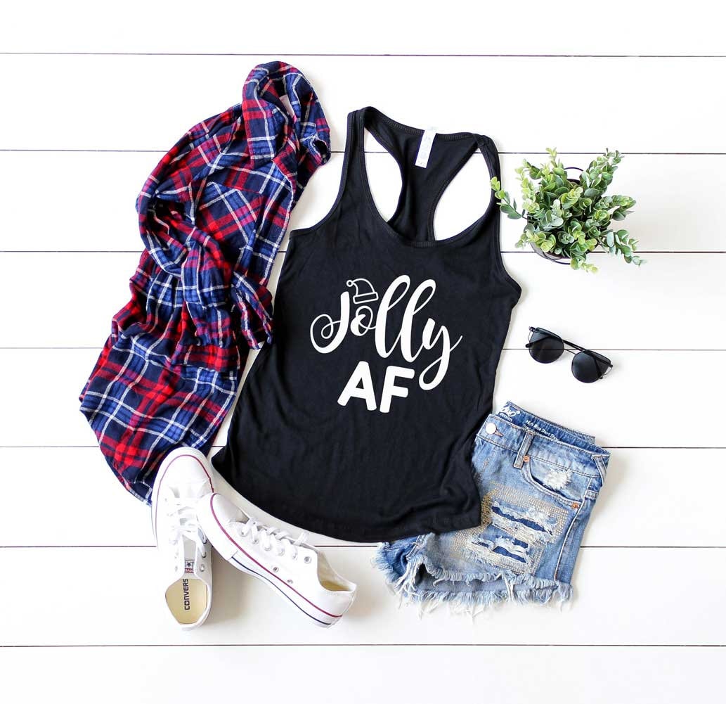Weihnachts Shirt. Jolly Af Tank Top. Lustiges Weiches Und Bequemes Racerback Af-Hemd. Weihnachtliches Nikolaushemd von BlueSandTextiles