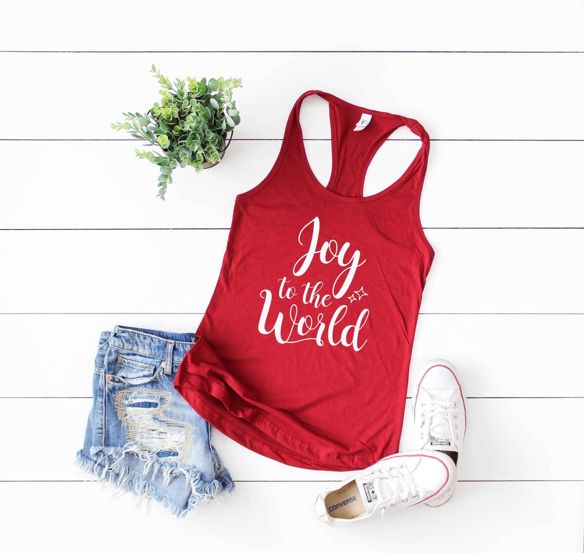 Weihnachtshemd Für Frauen. Joy To The World Tank Top. Frauen Super Soft & Comfy Racerback Tank. Süßes Weihnachts T-Shirt. Fröhliches Shirt von BlueSandTextiles