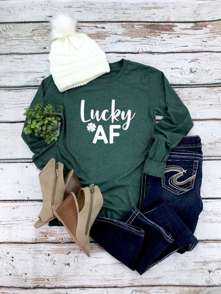 st. Patrick's Day Shirt. Glückliches Af Lustiges Saint Tshirt. Super Weiches & Bequemes Unisex Langarm-T-Shirt. Glückspilz von BlueSandTextiles