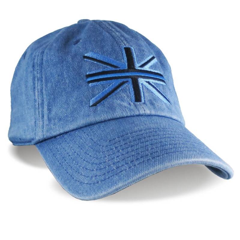 Dünne Blue Line Uk Flagge Denim Cap - Gestickter Union Jack Dünne Blue Line Uk Flagge Denim Cap - Gestickter Union Jack von BlueShoppeStudio