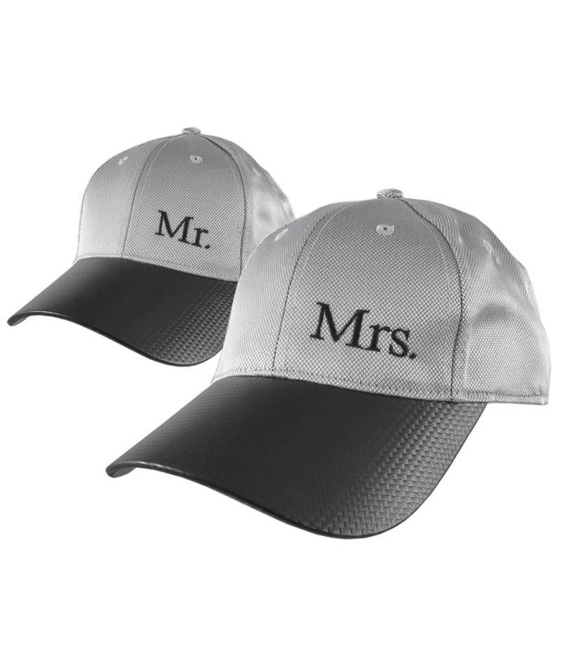 Mr. Und Mrs. Duo Brautpaar Mann Frau Seine Paar Stickerei Auf 2 Verstellbaren Weichen Strukturierten Silbernen Baseballkappen + von BlueShoppeStudio