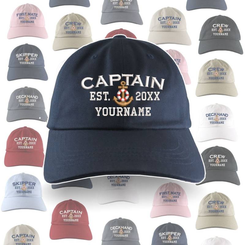 Personalisierter Kapitän Erster Kameramann Deckshand Crew Stickerei Auswahl Von 9 Verstellbaren Unstrukturierten Baseballkappen Dad Hat + Option Personalisierter Kapitän Erster Kameramann Deckshand Crew Stickerei Auswahl Von 9 Verstellbaren Unstrukturierten Baseballkappen Dad Hat + Option von BlueShoppeStudio