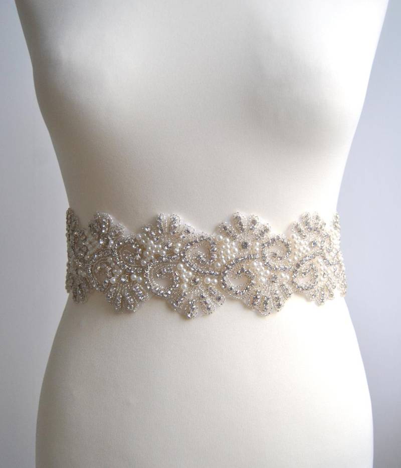 3 "Blumenmädchen Kristall Schärpe Baby Blumenmädchen Hochzeitskleid Gürtel Strass Hochzeit Erstkommunion Kleid Baby-Mädchen von BlueSkyHorizons