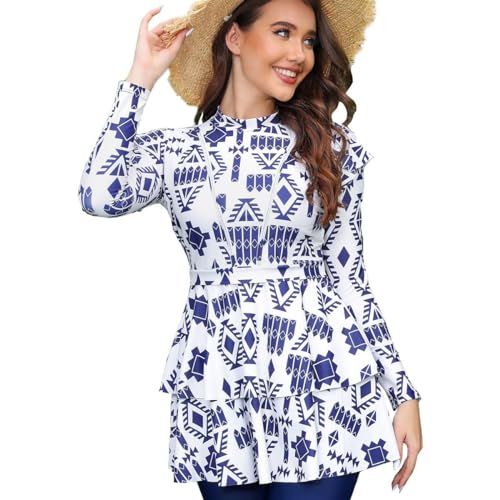 BlueSnow Modest Swimsuit for Women Long Sleeve Muslim Swimwear Burkini Islamic Arabic Swimming Costume (XXL, Y13) von BlueSnow
