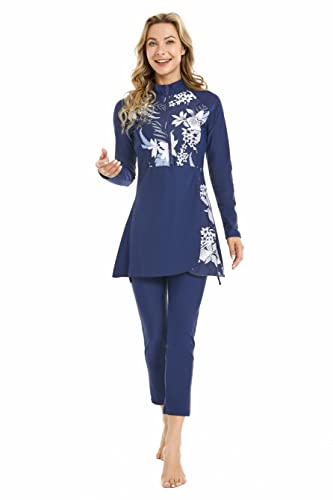 Muslimische Badeanzüge für Frauen langärmelig bescheidene Badebekleidung islamischer arabischer Badeanzug Burkini (XL, Y1) von BlueSnow