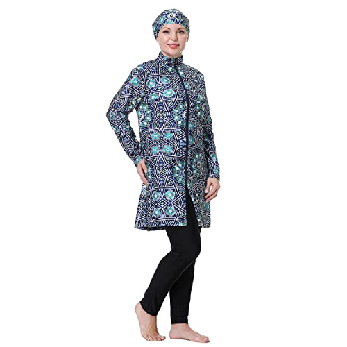 Plus Size Bescheidene Bademode für Frauen mit Hijab Full Coverage Islamischer Burkini Muslim (5XL, Y8) von BlueSnow