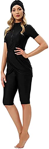 Rash Guard Beachwear Bescheidene Bademode für Damen Kurzarm-Badeanzug Burkini-Modest-Kostüm Übergröße (3XL, Y8) von BlueSnow