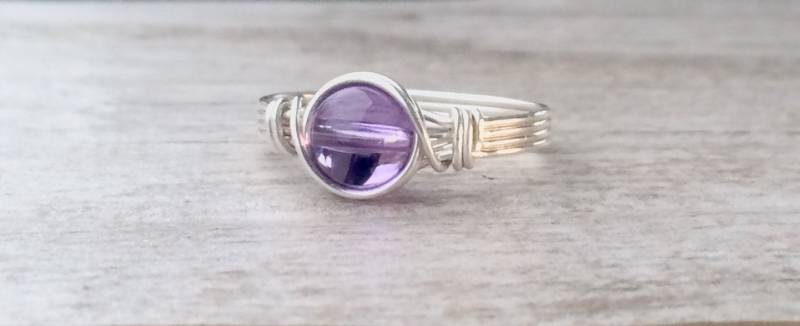 Draht Gewickelt Amethyst Ring Sterling Silber Edelstein, Februar Geburtsstein Draht Gewickelt Amethyst Ring Sterling Silber Edelstein, Februar Geburtsstein von BlueSoulDesigns