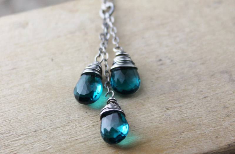 Petrol Quarz Halskette Oxidiertes Sterling Silber Vampir Schmuck von BlueSoulDesigns
