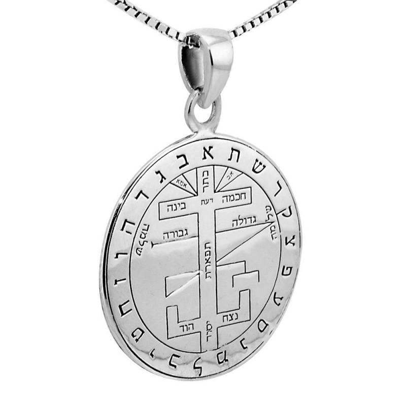 Anhänger Siegel Der Große Schlüssel Des Solomon Amulett Kabbalah Pentagramm Silber 925 von BlueWhiteShop
