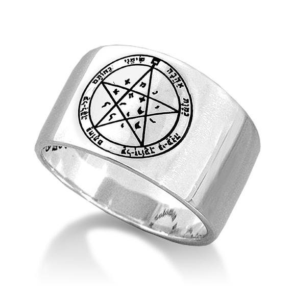 Kabbalah Wishes Seal Amulett König Solomon Ring Silber 925 Talisman von BlueWhiteShop