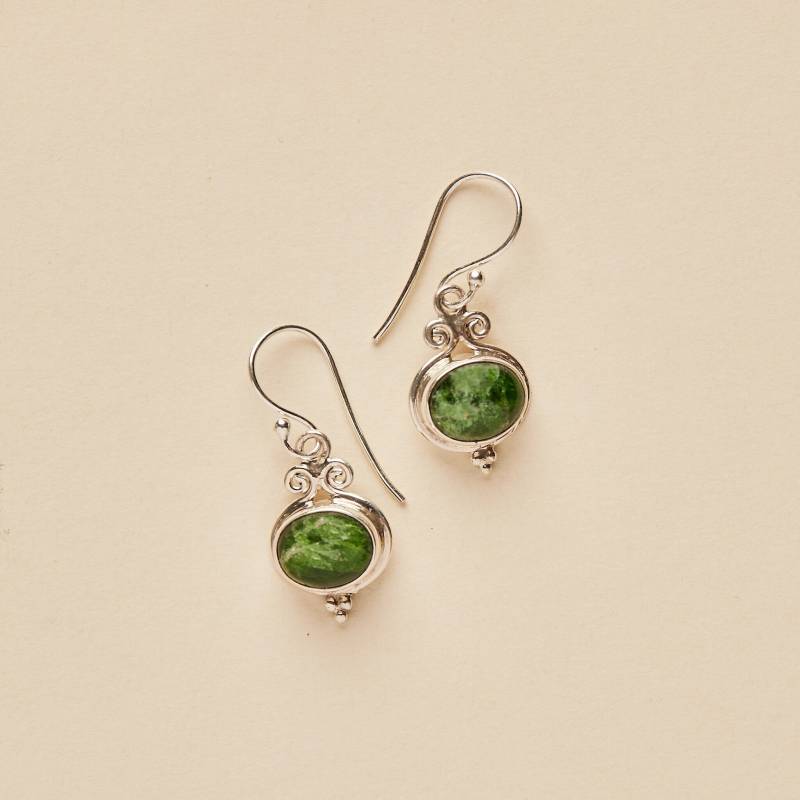 Chromdiopsid Ohrringe - Handgemachter Edelstein Schmuck Sterling Silber von BlueWindowJewellery