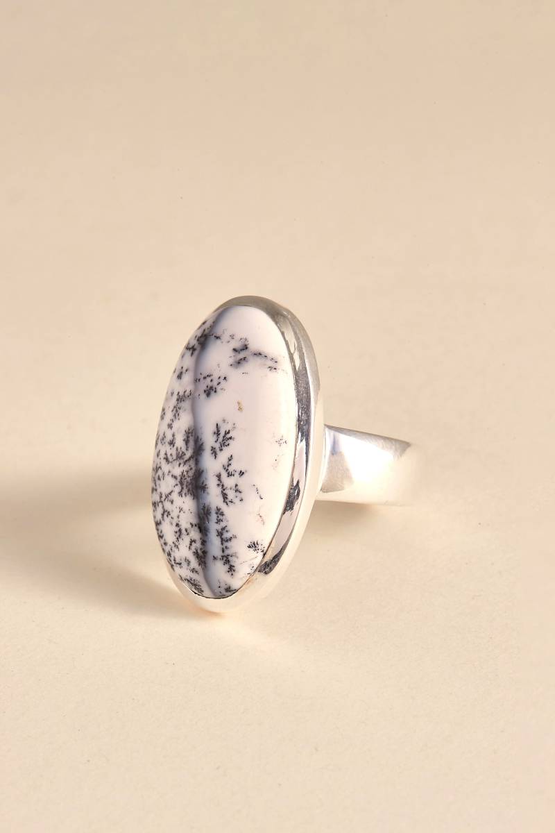 Dendrit Opal Ring - Handgemachter & Echter Edelstein Schmuck Sterling Silber von BlueWindowJewellery
