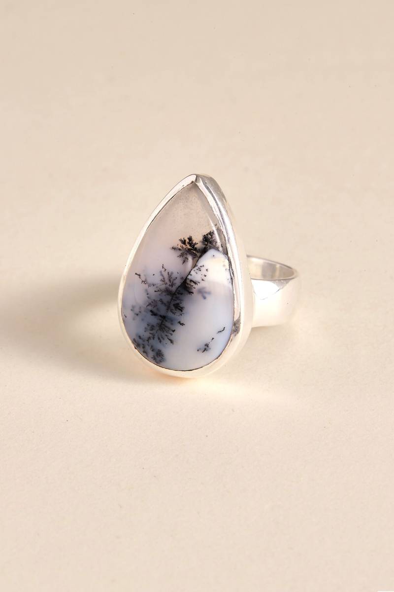 Dendrit Opal Ring | Träne - Handgemachter & Echter Edelstein Schmuck Sterling Silber von BlueWindowJewellery