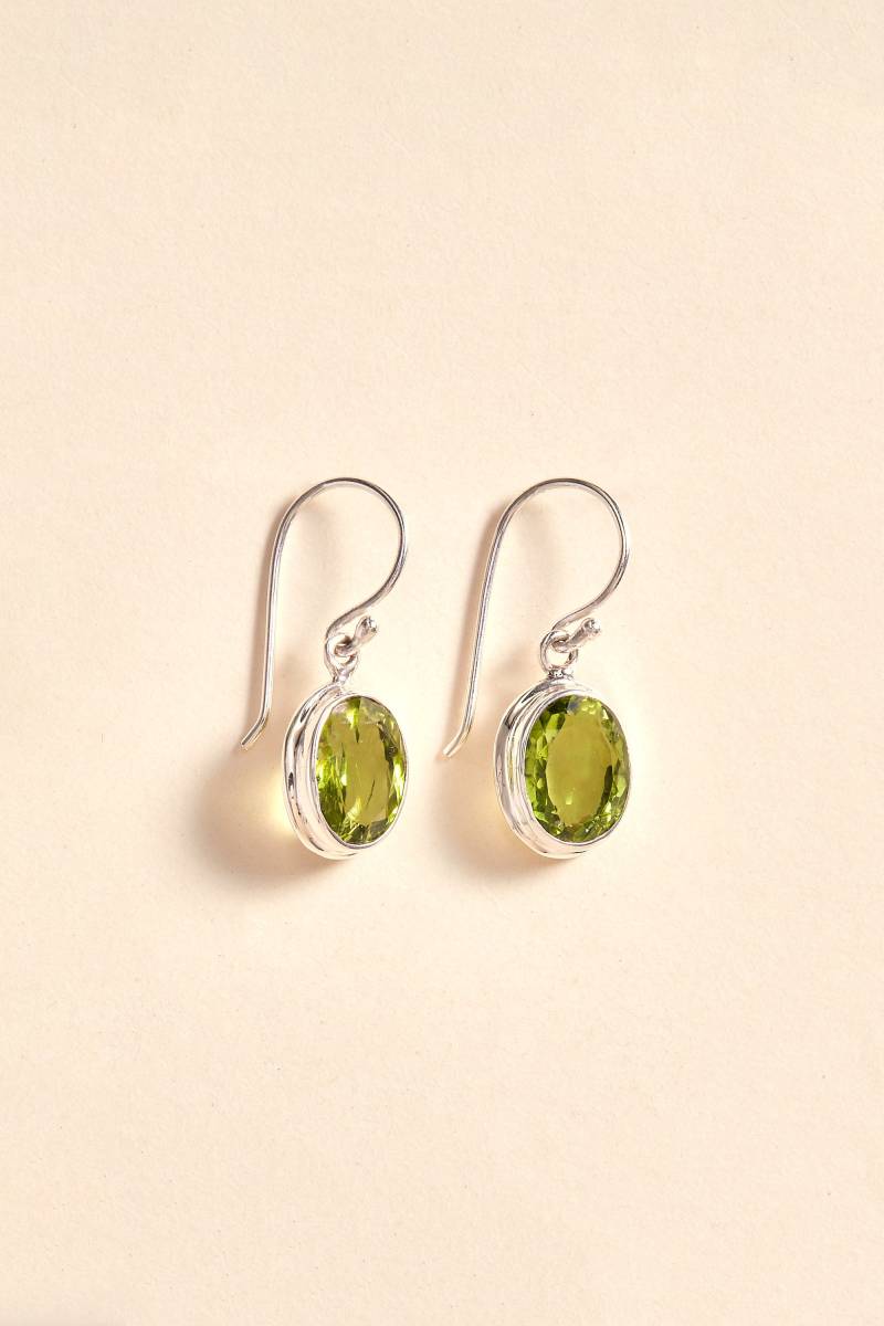 Peridot Ohrringe | Große Doppelte Lünette - Handgemachter Edelstein Schmuck Sterling Silber von BlueWindowJewellery