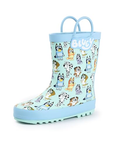 BlueY Gummistiefel für Kinder in Blau | All-Over-Print-Charakter-Griff-Design | Wasserdichte Regenschuhe für Kinder | Niedliche Hunde-Cartoon-Schuhe für Jungen und Mädchen von BlueY