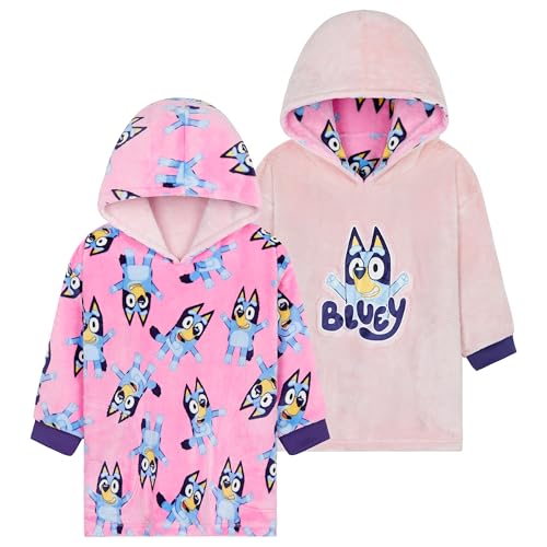 BlueY Mädchen Oversized Hoodie Decke, Fleece Pullover Kuscheldecke mit Kapuze - Geschenke für Kinder (Rosa Wendbar, 2-4 Jahre) von BlueY