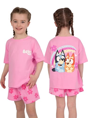 BlueY Mädchen T-Shirt Und Shorts Set, Bingo Outfit Set, Sommerkleidung Für Mädchen, Rosa 122 von BlueY