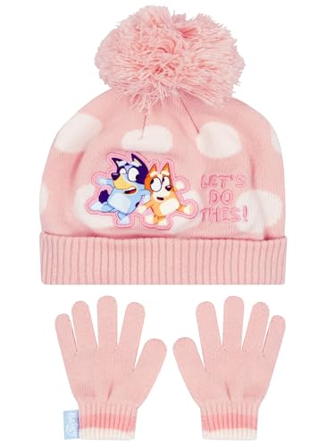 BlueY Mütze Und Wintermütze | Mädchen Handschuhe Und Mütze Set | Bingo Winter Hut Kind | One Size Rosa von BlueY