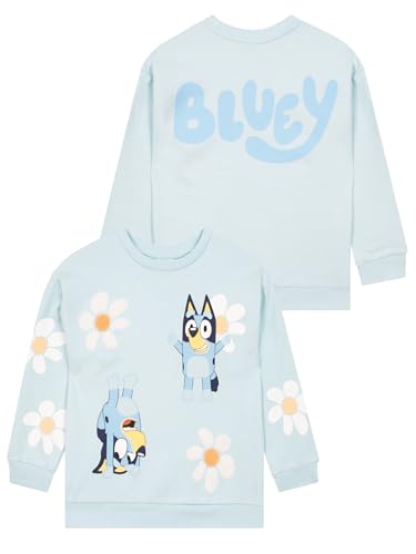 BlueY Pullover | Blume Pullover Mädchen | Kinderpullover Für Mädchen | Baumwolle Pulli Kinder | Blau 128 von BlueY