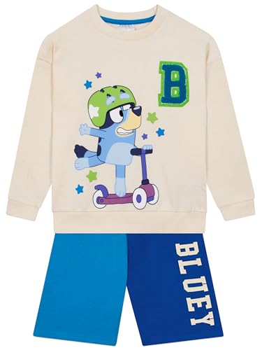 BlueY Pullover Und Shorts Set | Jungen-Pullover Und Hosen Für Jungen | 2-Teiler-Set Boys Sweatshirt Und Shorts Für Den Sommer | Elfenbein 128 von BlueY