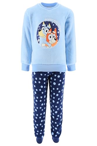 BlueY Pyjama für Jungen, 2-Teiliges Samt T-Shirt und Lange Hose für Mädchen, Weicher Fleece Pyjama, Größe 3 Jahre | Blau von BlueY