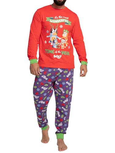 BlueY Schlafanzug | Pyjama Herren | Schlafanzug Herren | Weihnachts Pyjama | Rot L von BlueY