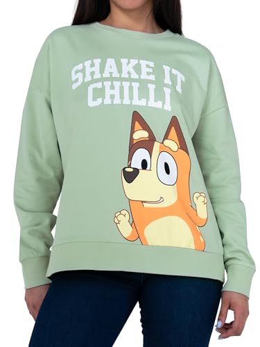 BlueY Sweatshirt, Damenpullover Mit Chilli, Baumwollpullover Für Frauen Mit Langen Ärmeln, Grün XXL von BlueY