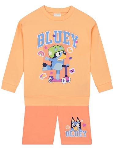 BlueY Sweatshirt Und Shorts Set | Mädchen Pullover Und Shorts | Kinderkleidung Für Den Frühling | Orange 128 von BlueY