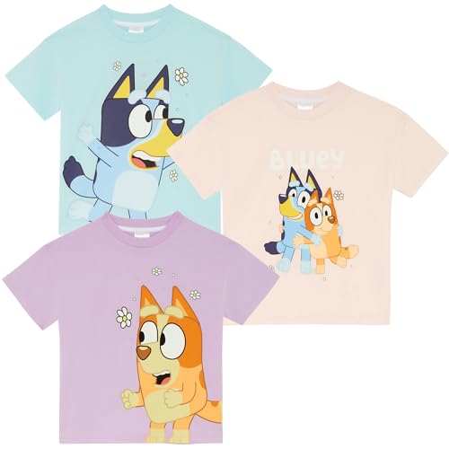 BlueY & Bingo - 3er Pack - Kurzarm T-Shirt für Mädchen - Übergroße Schultern - 100% Baumwolle - 18-24 Monate: 92cm von BlueY