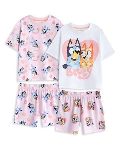 BlueY & Bingo Rosa Pyjama-Set für Mädchen | 2er-Pack kurzärmlige Nachtwäsche mit kurzen Beinen | Pyjamas mit Cartoon-Charakter-Print Merchandise für Kinder | Lustige und Bequeme Nachtwäsche BlueY & Bingo Rosa Pyjama-Set für Mädchen | 2er-Pack kurzärmlige Nachtwäsche mit kurzen Beinen | Pyjamas mit Cartoon-Charakter-Print Merchandise für Kinder | Lustige und Bequeme Nachtwäsche von BlueY