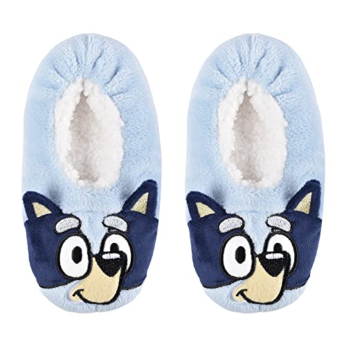 Bluey Jungen Mädchen Snuggle Toe Plush Footlet Socks Slippers Hausschuhe, blau, Medium Weit von BlueY