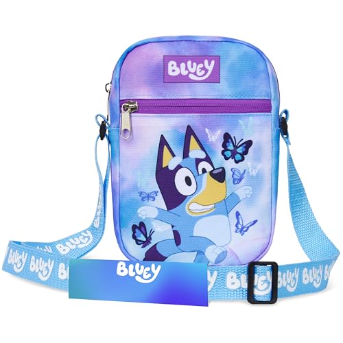 Bluey Kinder Umhängetasche Handy Kleine Handtasche Mädchen zum Umhängen Crossbody Tasche mit Verstellbaren Riemen Geschenke für Mädchen (Bluey Schmetterling) von BlueY