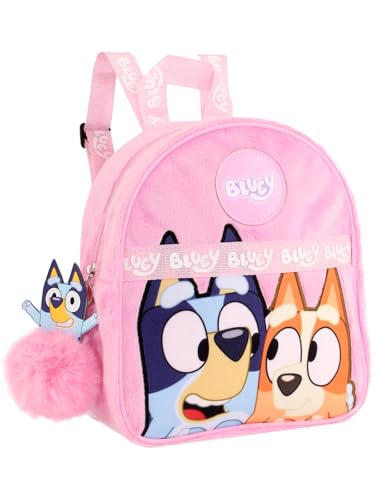 Bluey Mädchen-Rucksack – Offizieller rosa Pelz Mode Mini Rucksack | Kindertasche mit Bingo | Kleinkinderrucksack für Mädchen von BlueY